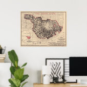 Poster Carte de l'incendie de San Francisco en 1906 (Bureau à domicile)