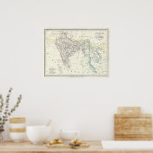 Poster Carte de l'Inde, de la Birmanie et de l'Asie du Su (Cuisine)