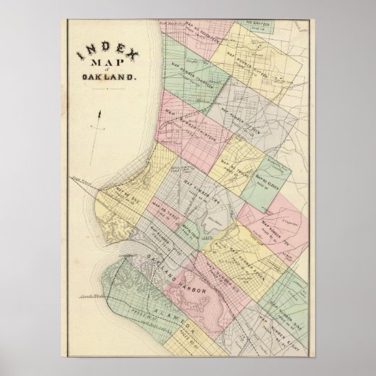 Poster Carte de l'indice Oakland (Devant)