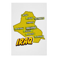 Carte de l'Irak illustrée par Pop Art