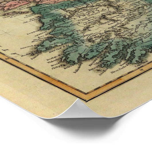 Poster Carte de l'Irlande 1823 par Lucas Fielding Jr (Coin)
