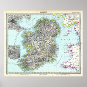 Poster Carte de l'Irlande (1891)