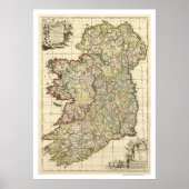 Poster Carte de l'Irlande par Frederik de Wit 1710 (Devant)