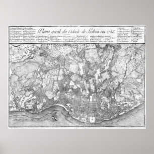 Poster Carte de Lisbonne 1785