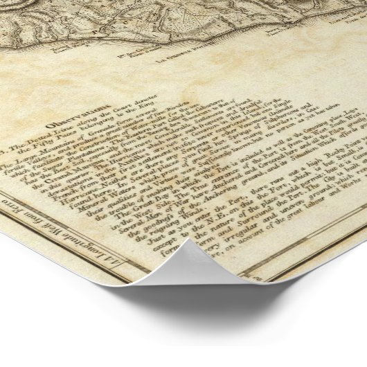 Poster Carte de l'Isle de la Grenade (Coin)