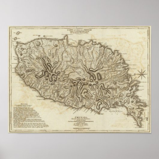 Poster Carte de l'Isle de la Grenade (Devant)
