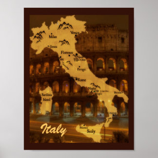 Poster Carte de l'Italie