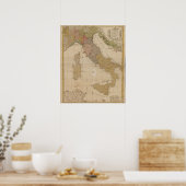 Poster Carte de l'Italie 1790 (Cuisine)