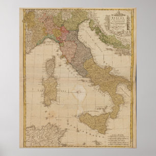 Poster Carte de l'Italie 1790