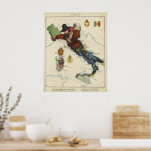 Poster Carte de l'Italie (1868) (Cuisine)