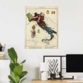 Poster Carte de l'Italie (1868) (Bureau à domicile)