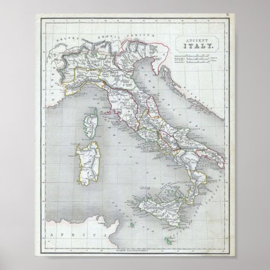 Poster Carte de l'Italie ancienne (Devant)