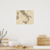 Poster Carte de l'Italie du Sud et des côtes adjacentes (Cuisine)