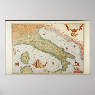 Poster Carte de l'Italie en 1500