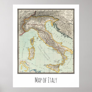 Poster Carte de l'Italie Italie