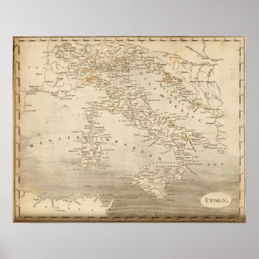 Poster Carte de l'Italie par Arrowsmith (Devant)