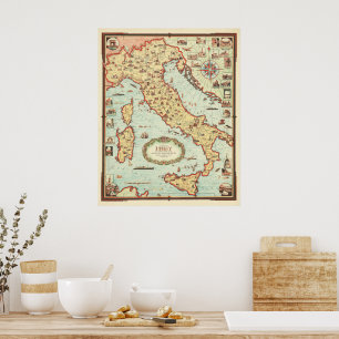 Poster Carte de l'Italie par Ernest Dudley Chase 1935