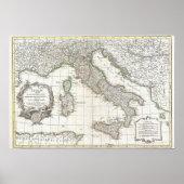 Poster Carte de l'Italie par Jean Janvier 1770 (Devant)