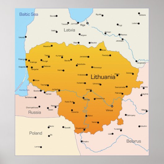 Poster Carte De Lituanie (Devant)