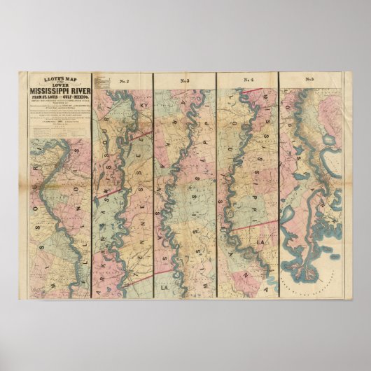 Poster Carte de Lloyd du Bas Mississippi (Devant)