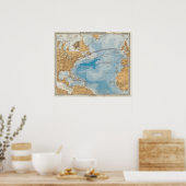 Poster Carte de l'océan Atlantique Nord (Cuisine)