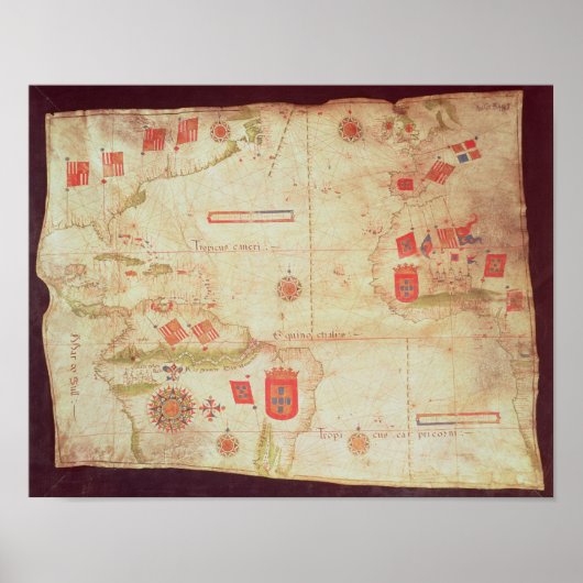 Poster Carte de l'océan Atlantique, vers 1550 (Devant)