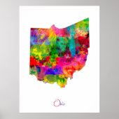 Poster Carte de l'Ohio (Devant)