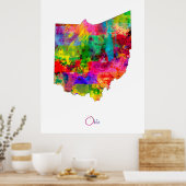 Poster Carte de l'Ohio (Cuisine)