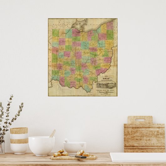 Poster Carte de l'Ohio 2 (Cuisine)