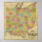 Poster Carte de l'Ohio 2 (Devant)