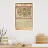 Poster Carte de l'Oklahoma et territoire indien 1905 (Cuisine)