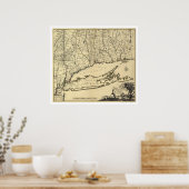 Poster Carte de Long Island et Connecticut 1780 (Cuisine)