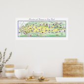 Poster Carte de Long Island : Miles de loisirs et de roma (Cuisine)