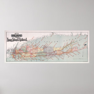POSTER CARTE DE LONG ISLAND RAILROAD 1895