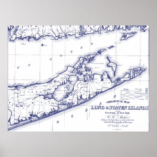 Poster Carte de Long Island The Hamptons VC (Devant)