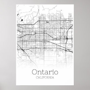 Poster Carte de l'Ontario - Californie - Carte de la vill