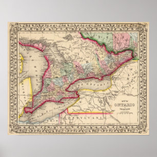 Poster Carte de l'Ontario par Mitchell