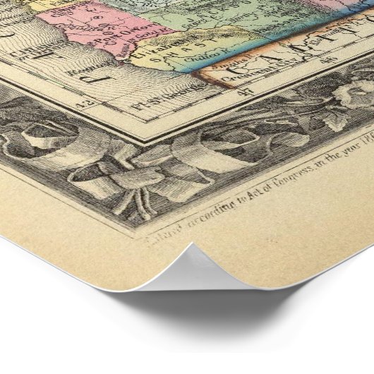 Poster Carte De L'Oregon, Washington (Coin)