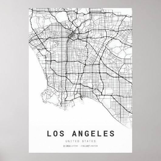 Poster Carte de Los Angeles (Devant)