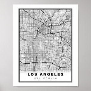 Poster Carte de Los Angeles