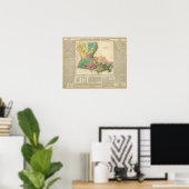 Poster Carte De Louisiane (Bureau à domicile)