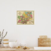 Poster Carte de Louisiane Mississippi Et Alabama (Cuisine)