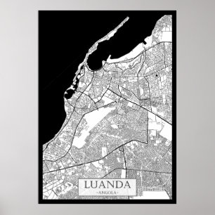 Poster Carte de Luanda Angola