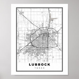 Poster Carte de Lubbock