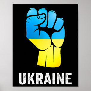 Poster Carte de l'Ukraine avec couleurs du drapeau Fierté