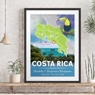 Poster Carte de lune de miel romantique Costa Rica