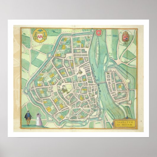 Poster Carte de Maastricht, de Civitates Orbis Terrarum (Devant)