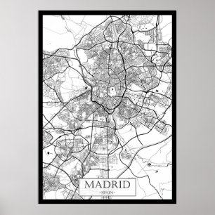 Poster Carte de Madrid Espagne