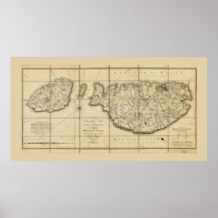 Poster Carte de Malte et Goza (1799)