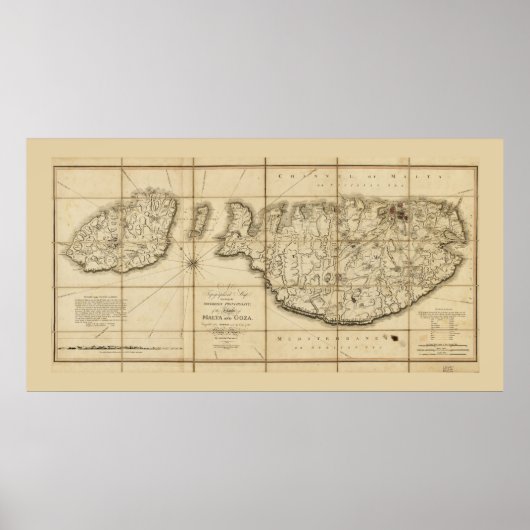Poster Carte de Malte et Goza (1799) (Devant)